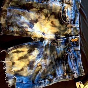 Custom tye dye denim shorts